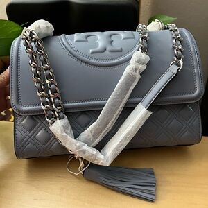 Tory Burch FLEMING CONVERTIBLE SHOULDER BAG Large Cloud Blue